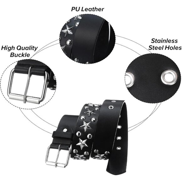 4 Piece Faux Leather Studded Rivet Grommet Belt Set Punk Goth Accessories main image 7